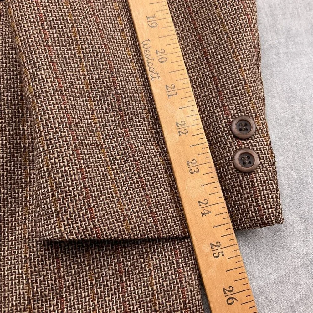 JB Blazer Men 44‎ Brown Rust Stripe Polyester Knit Classic Career Jacket 60s VTG